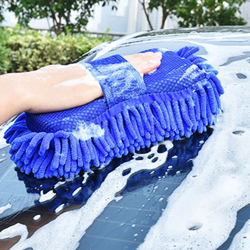 High-Density Honeycomb Car Wash Sponge & Microfiber Mitt - 4