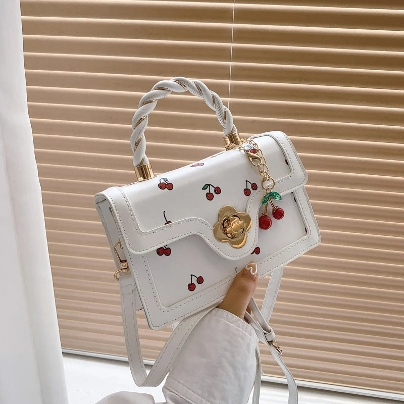 Luxury Cherry Print Square Bag