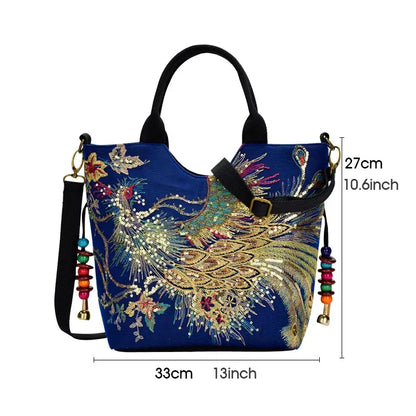 Luxury Boho Peacock Tote