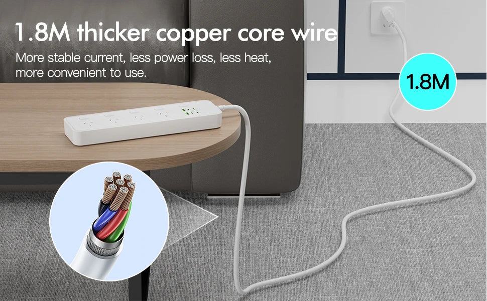Australian Multi-Plug Power Board with 6 USB Fast Charging Ports & Switches - 17