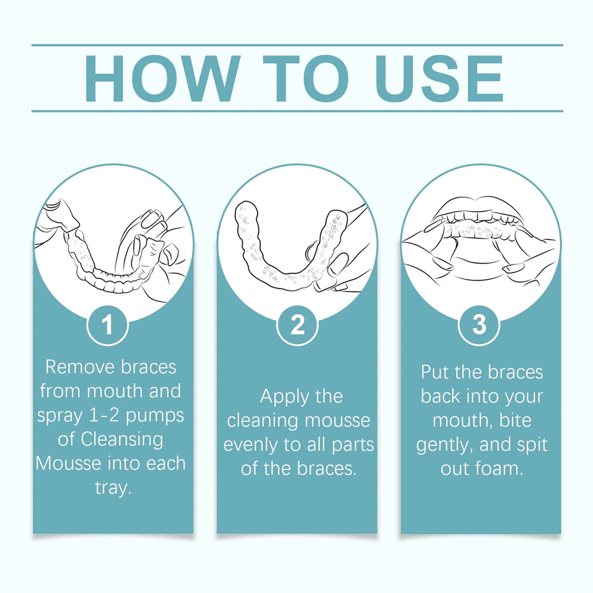 Aligner and Retainer Cleaning Foam Mousse with Whitening Effect