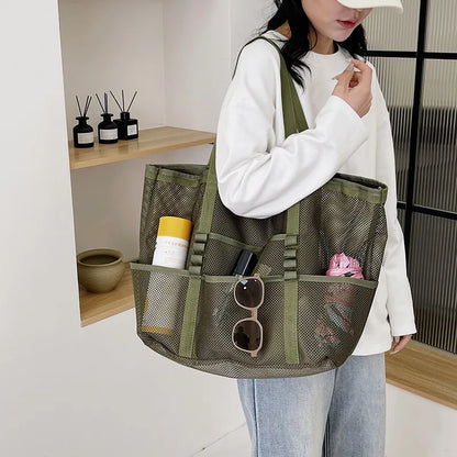 Luxury Canvas Mesh Beach Tote