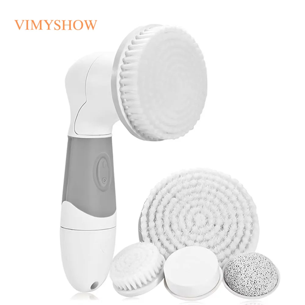 4-in-1 Waterproof Electric Facial Cleansing Brush & Exfoliating Skin Scrubber