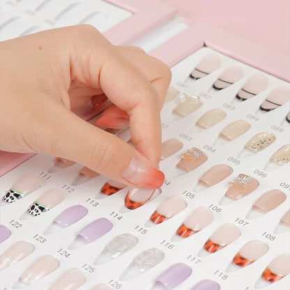 160 Colors Nail Swatch Book & False Nail Tips Display Chart
