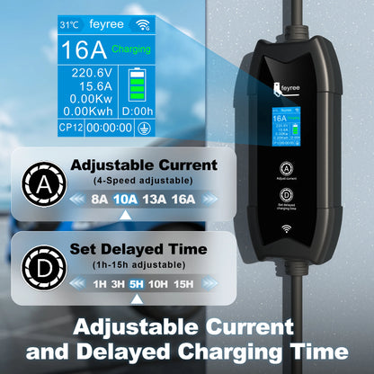 Portable Type 2 EV Charger - 3.5KW Smart App Controlled Fast Charging Cable