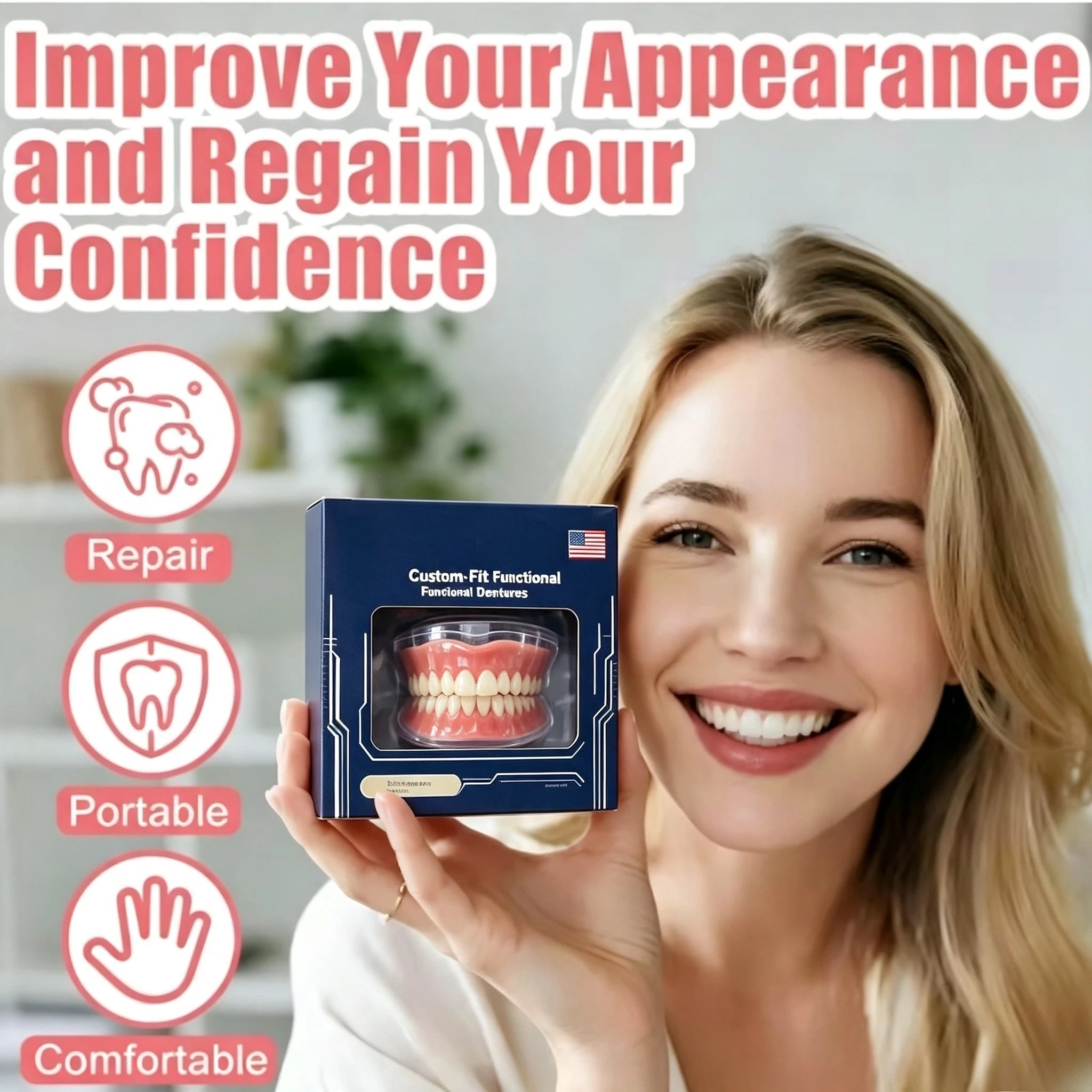 Instant Smile Full Mouth Resin Denture Set – Realistic & Comfortable Dental Veneer - 1