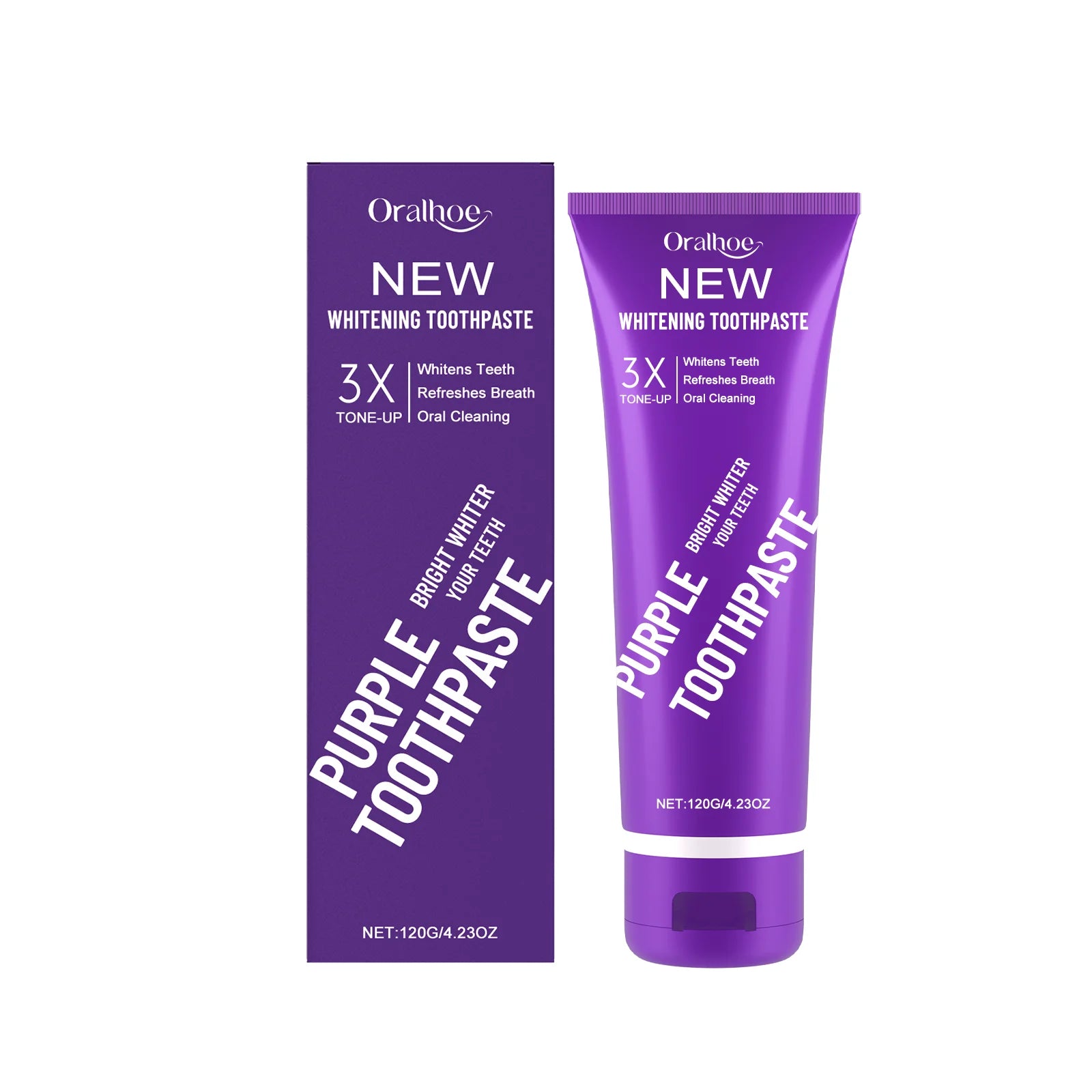 Purple Teeth Whitening Toothpaste - Deep Stain Removal & Fresh Breath Care - 7