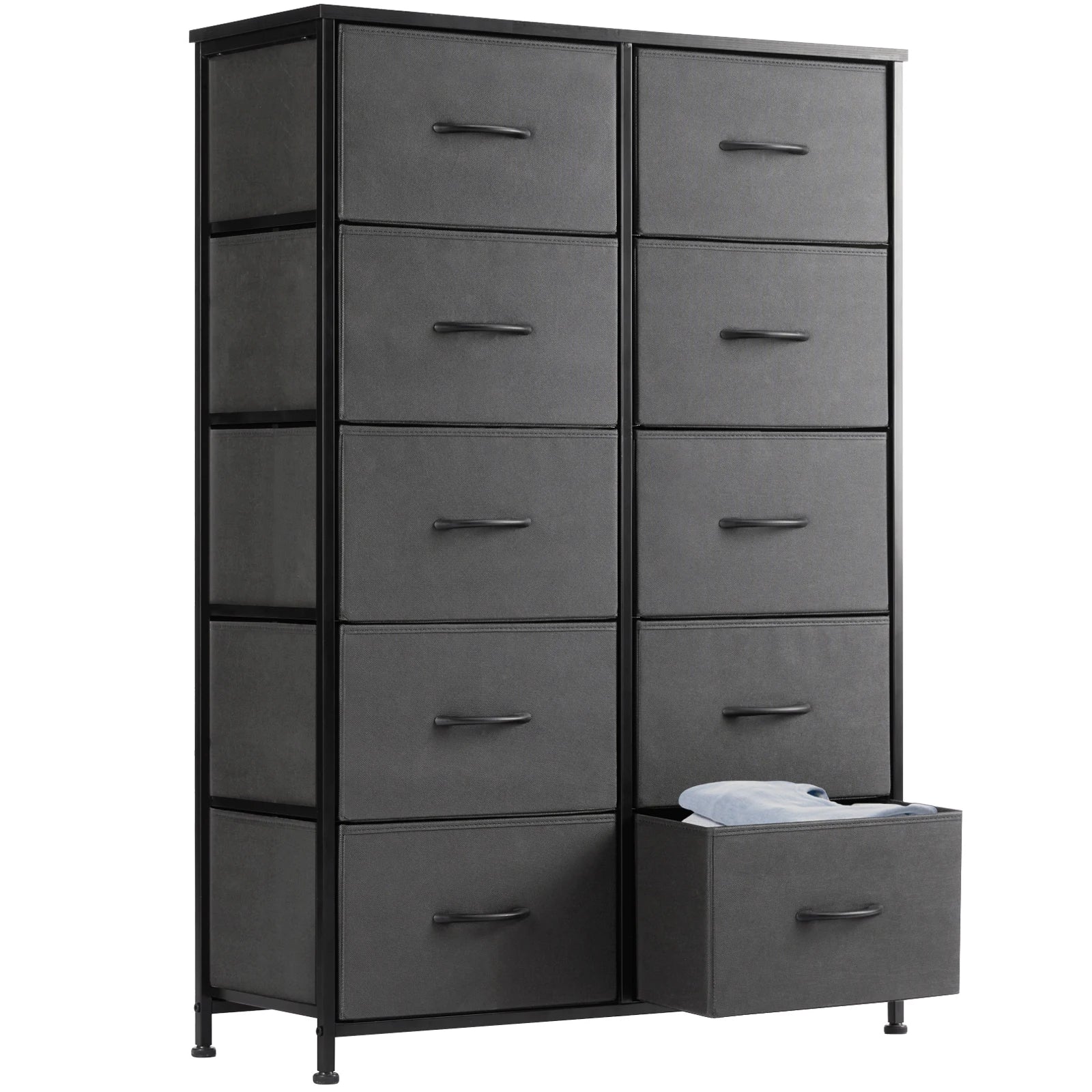 10-Drawer Fabric Dresser Storage Organizer with Sturdy Steel Frame - 13