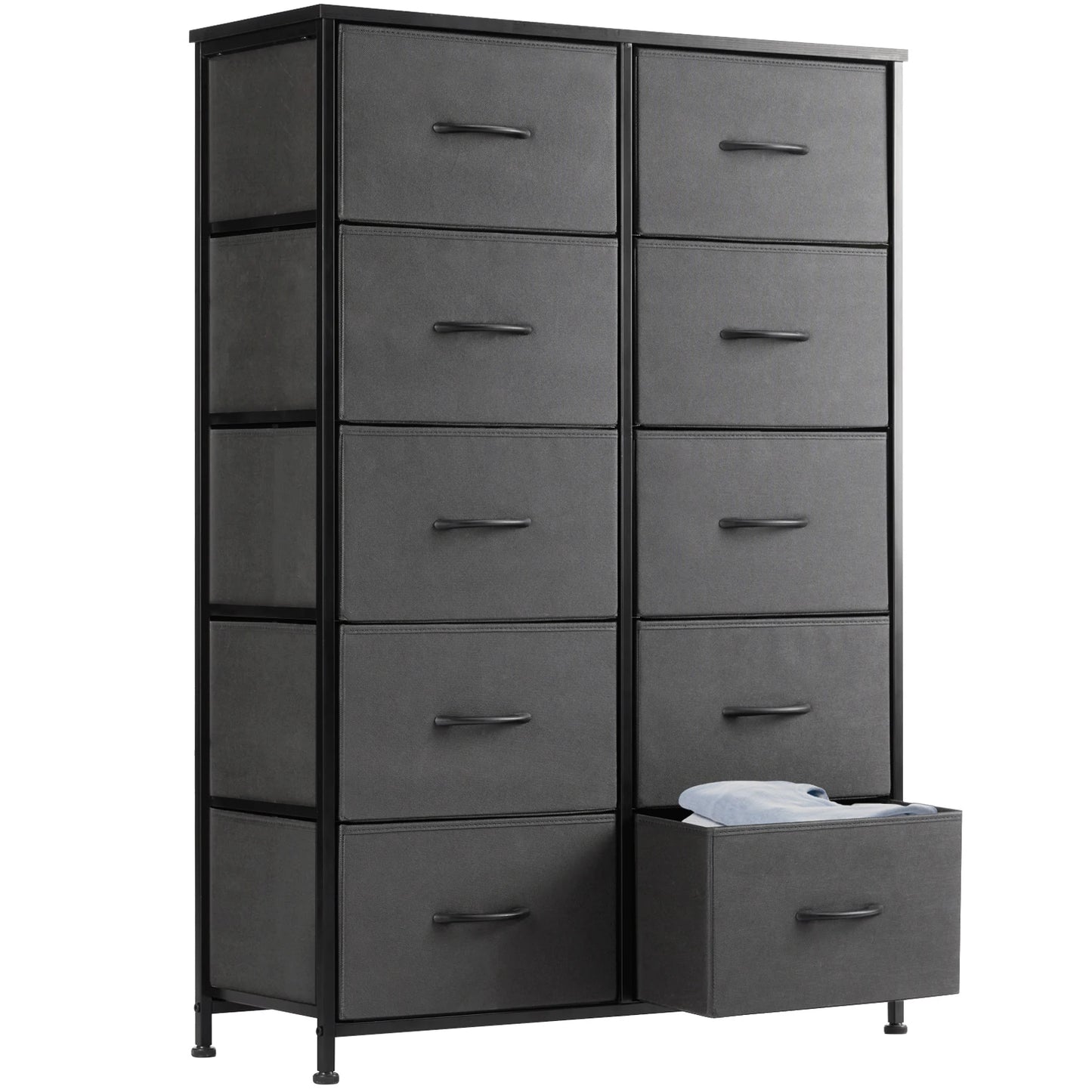 10-Drawer Fabric Dresser Storage Organizer with Sturdy Steel Frame