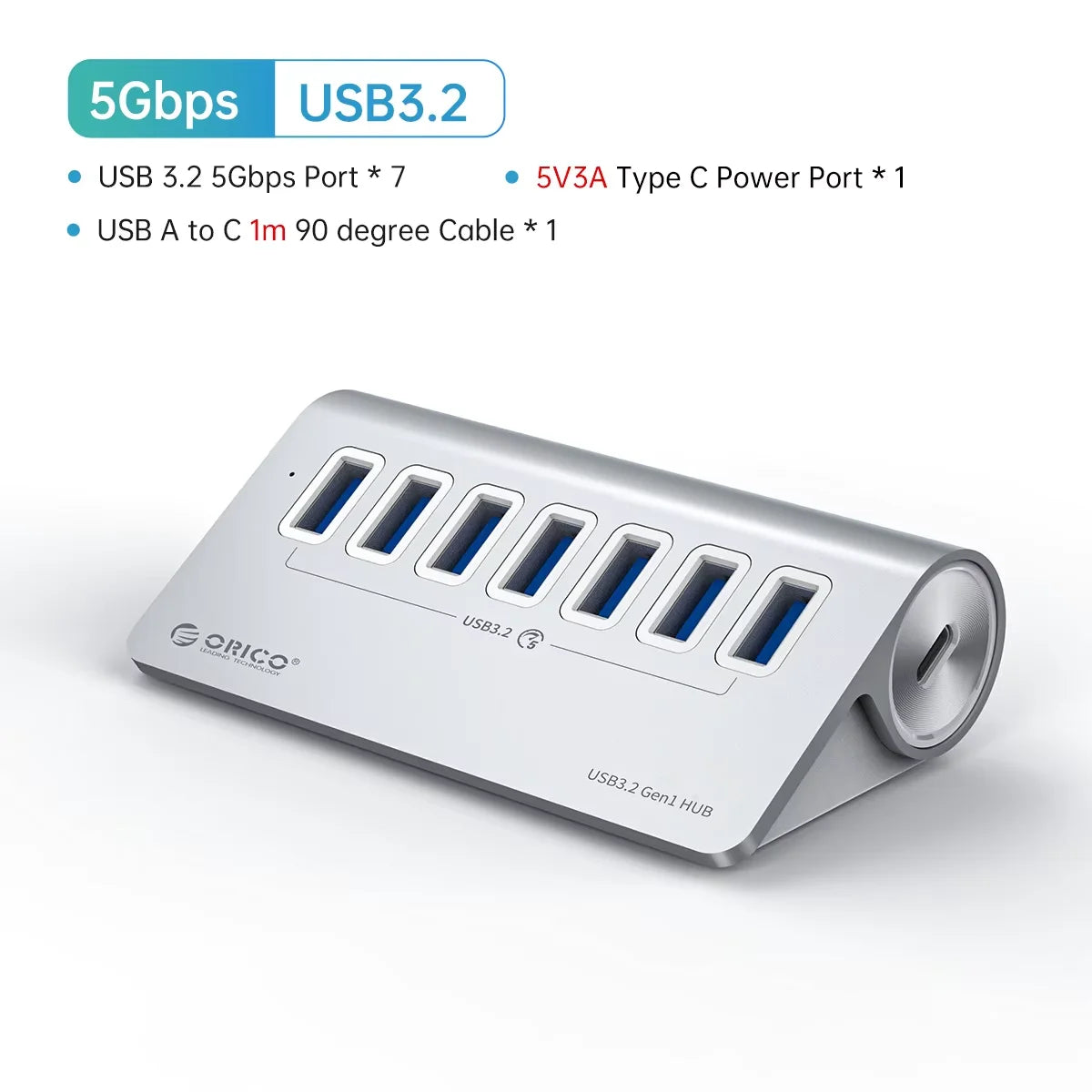 7-Port Powered USB 3.2 Hub with Fast Charging for Laptop & PC