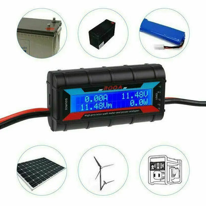 200A LCD Digital Watt Meter & Power Analyzer for RC Battery & Solar Systems
