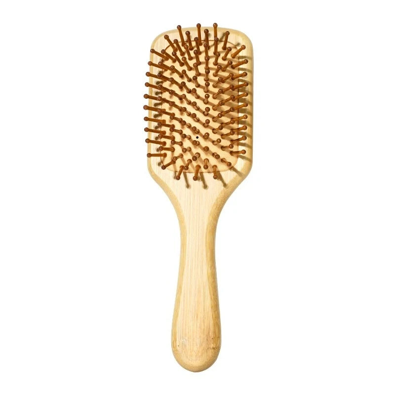 Natural Bamboo Paddle Hair Brush - Anti-Static Scalp Massage & Detangling - 17