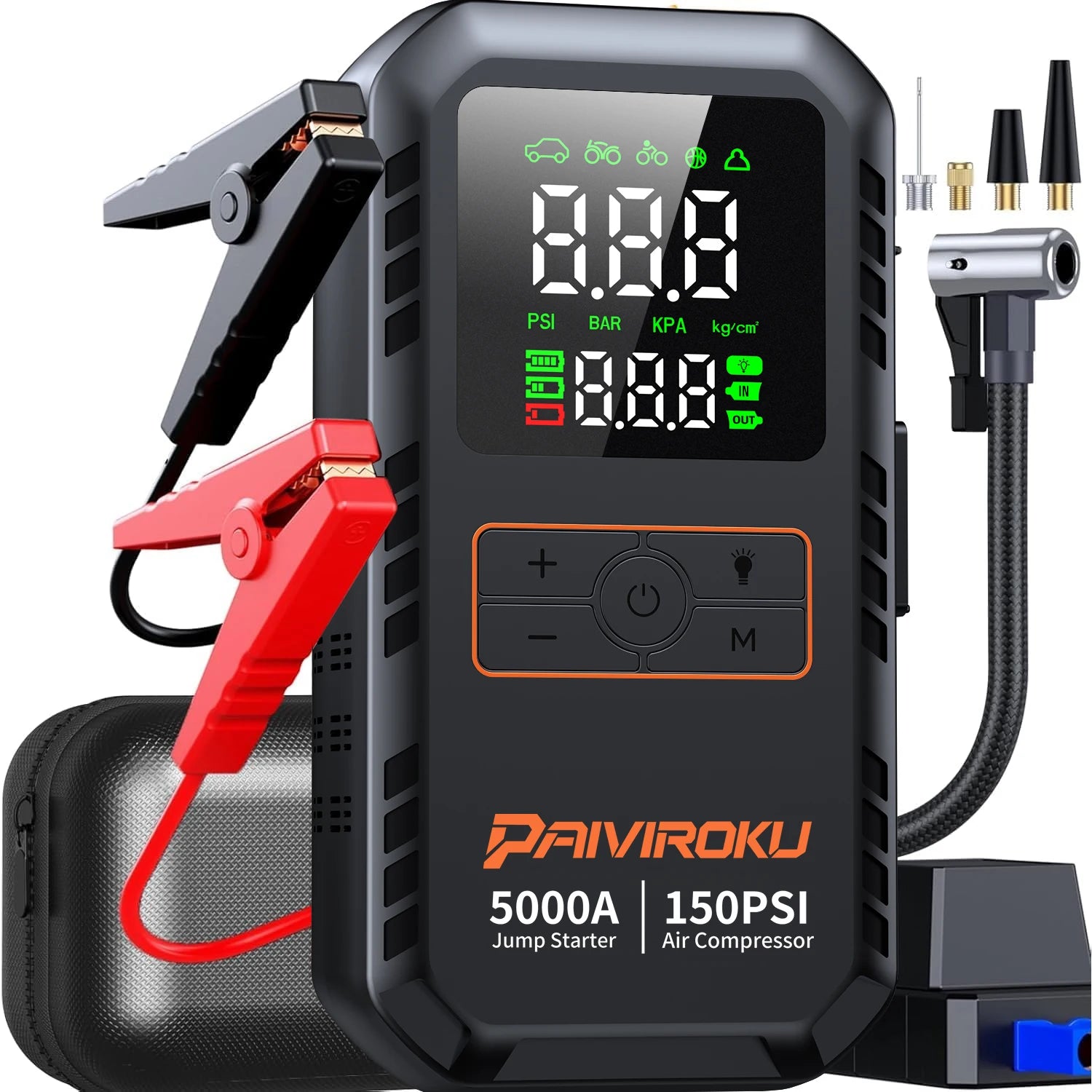 4-in-1 Portable Car Jump Starter with Tire Inflator & 150PSI Air Compressor - 1