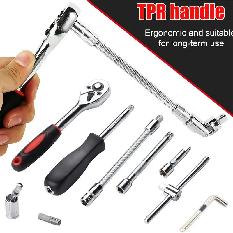 46-Piece 1/4" Drive Socket & Ratchet Wrench Set for Auto Repair & DIY - 5
