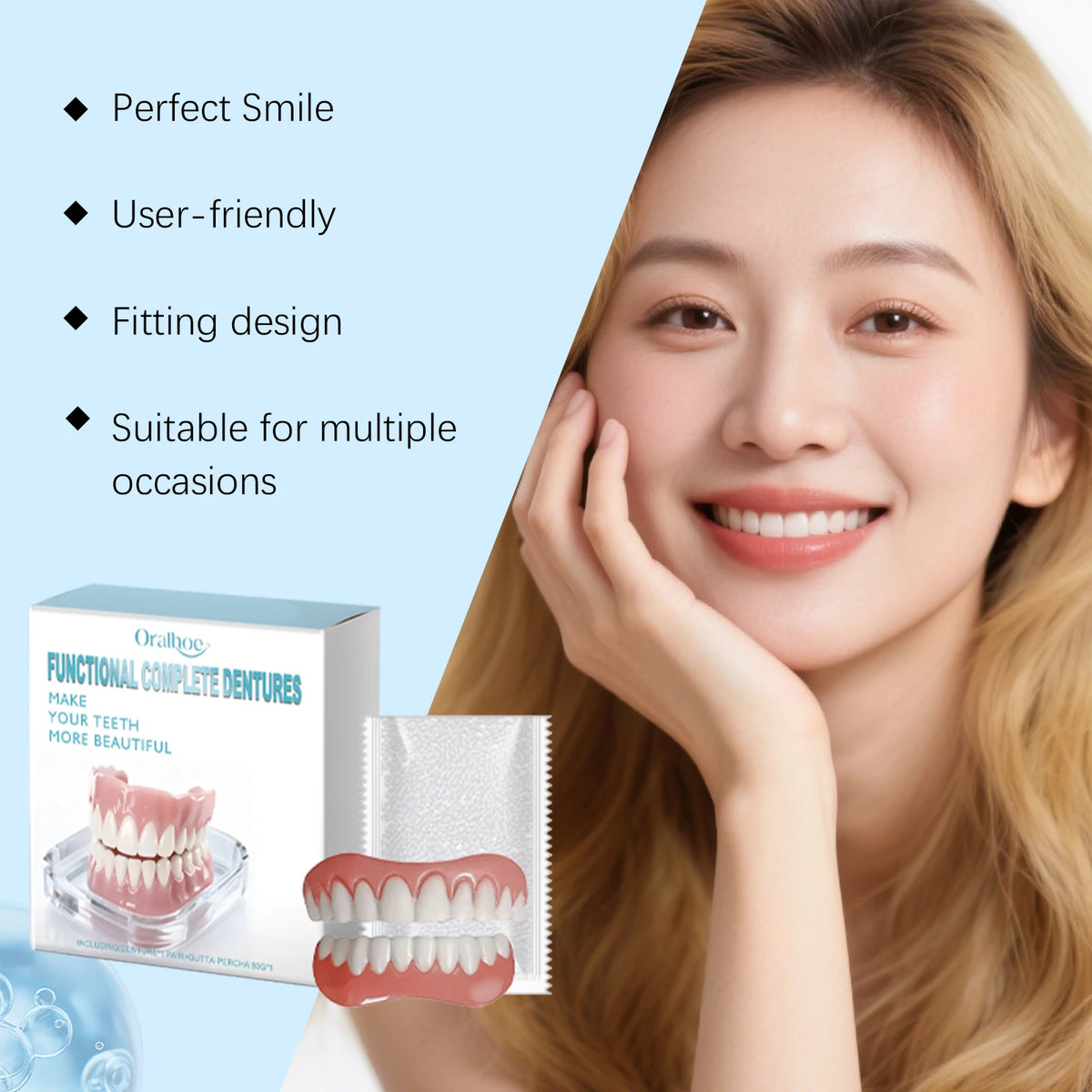 Instant Cosmetic Denture Kit – Temporary Smile Improvement & Natural Teeth Veneers