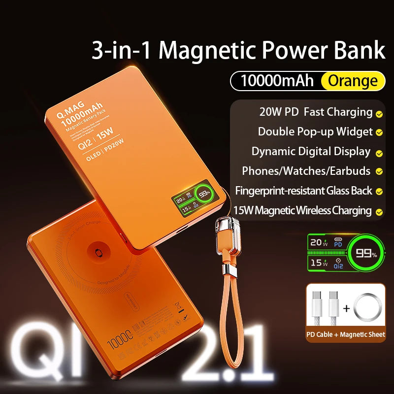 Magnetic Wireless Power Bank 5000mAh/10000mAh for iPhone 16-12 & Watch - 25