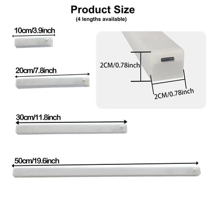 Wireless Motion Sensor LED Under Cabinet Light - USB Rechargeable Dimmable Closet Bar