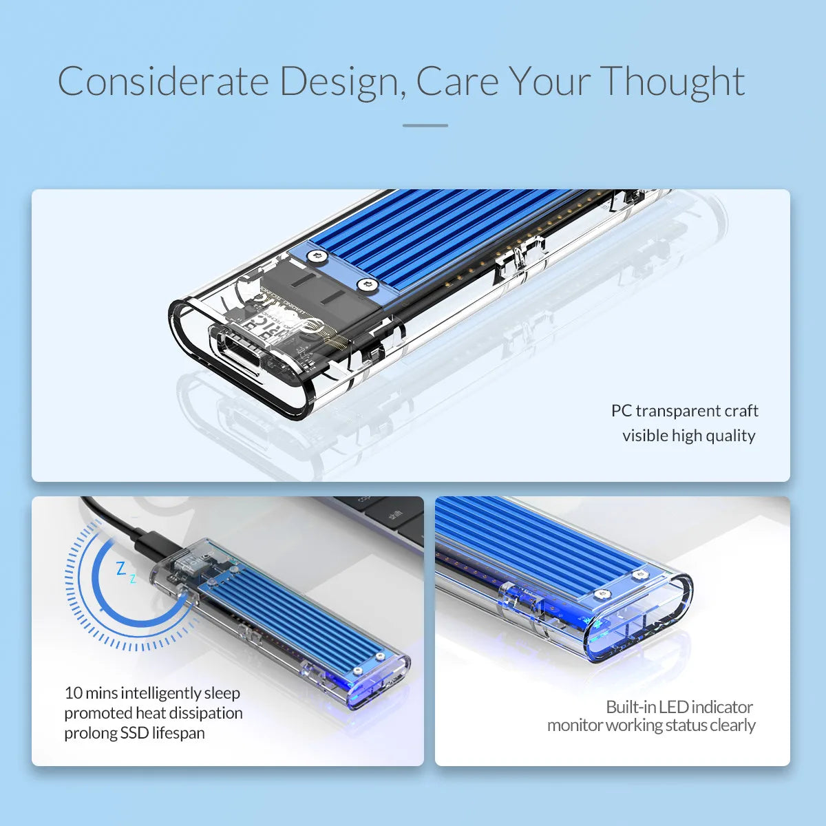 ORICO M.2 NVMe SSD Enclosure USB 3.1 Type-C External Hard Drive Case - 14