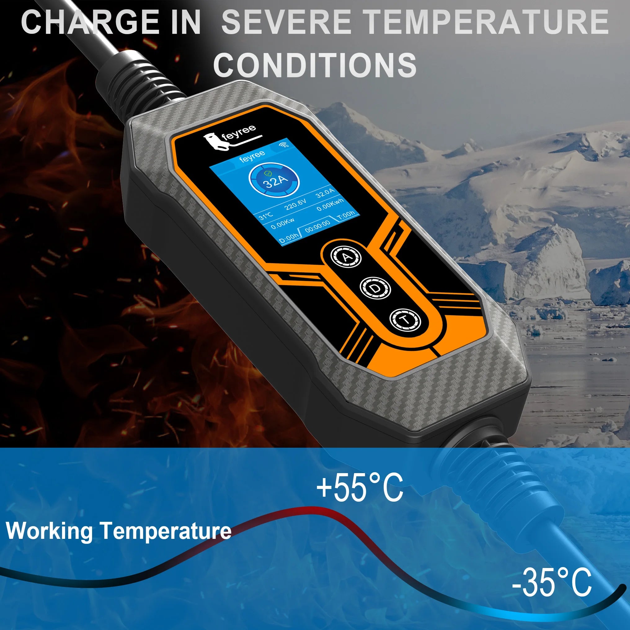 7KW NACS Portable EV Charger for Tesla Model 3/Y/S/X with WiFi App Control - 12