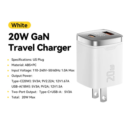 33W GaN Dual Port USB-C Fast Charger with Real-Time Digital Display