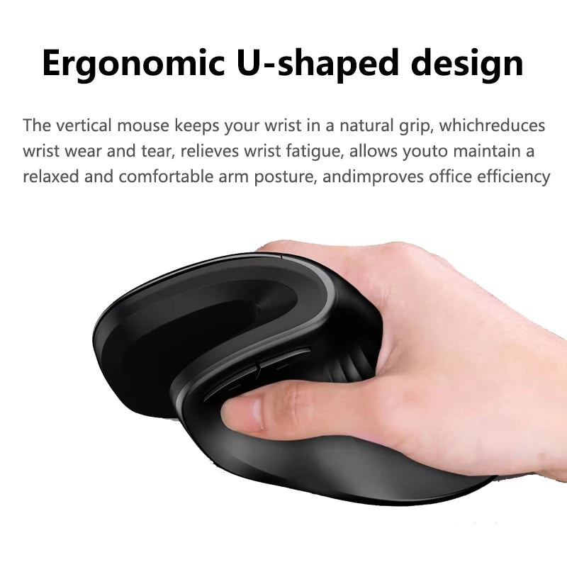 Ergonomic Vertical Wireless Mouse - Silent 6-Button Optical Office Mouse - 3