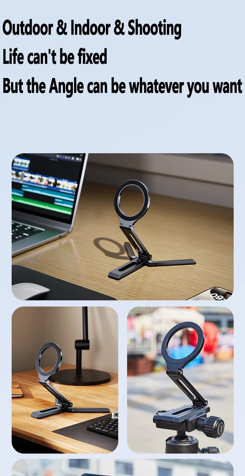 Foldable Magnetic Phone Stand for MagSafe - Aluminum Desktop Tripod - 16