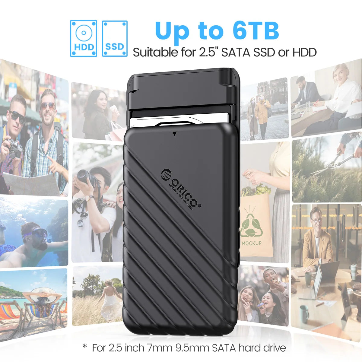 2.5" SATA HDD SSD External Hard Drive Enclosure - USB 3.0/Type-C Adapter - 3