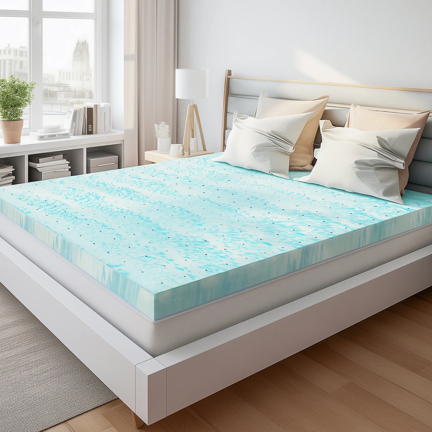 Gel Memory Foam Mattress Topper - Cooling & Pressure Relief Bed Pad