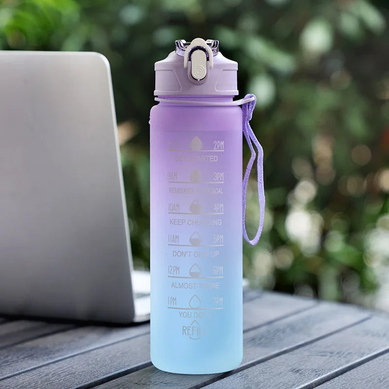 Motivational 750ml Sports Water Bottle with Time Marker & Leak-Proof Straw - 20