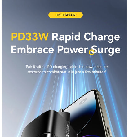 33W GaN Dual Port USB-C Fast Charger with Real-Time Digital Display