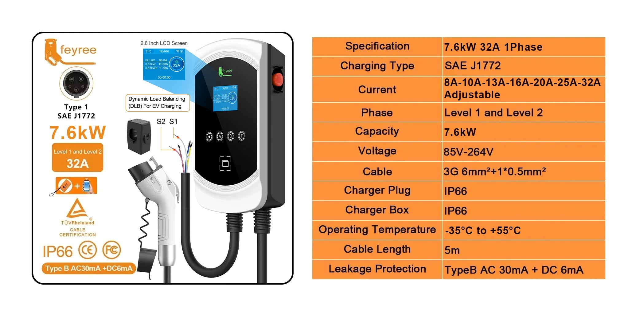 Smart EV Wallbox Charger - 12kW Type 1 Charging Station with App Control - 4