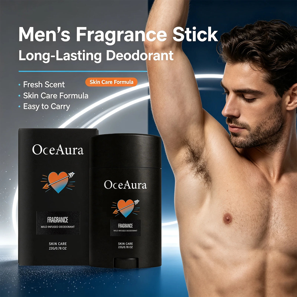 Men's Long-Lasting Solid Deodorant Stick - Odor Control & Skin-Friendly Formula