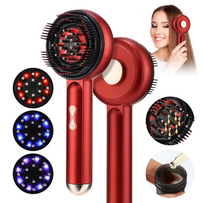 Electric Scalp Massager Comb with LED Light Therapy & Liquid Applicator