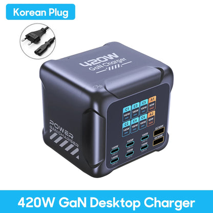 300W GaN 6-Port Fast Charging Station with Digital Display for All Devices