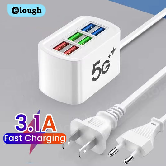 6-Port USB Desktop Fast Charger - Multi-Device Universal Charging Hub