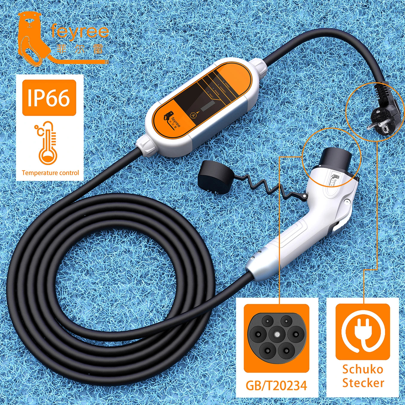Portable GB/T Electric Vehicle EV Charger - Adjustable 3.5KW-11KW Power - 10