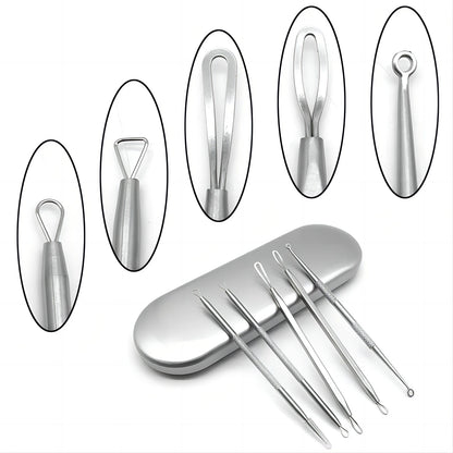Professional Stainless Steel Blackhead Extractor & Pimple Popper Tool Kit