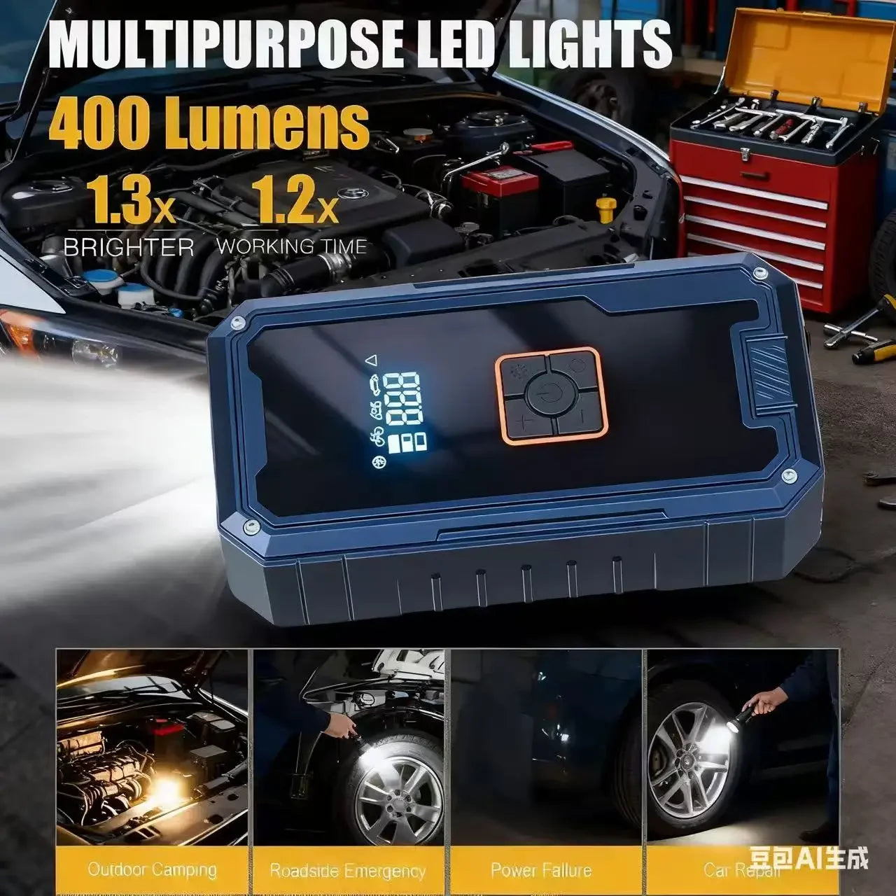 3000A Car Jump Starter with 150PSI Air Compressor & 99800mAh Power Bank