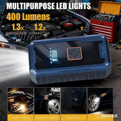 3000A Car Jump Starter with 150PSI Air Compressor & 99800mAh Power Bank