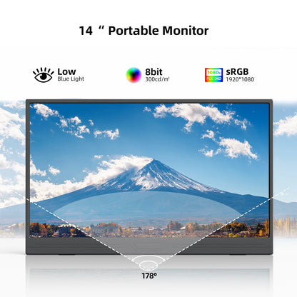 14-Inch 1080P Portable Monitor - IPS HDR Gaming & Office Display