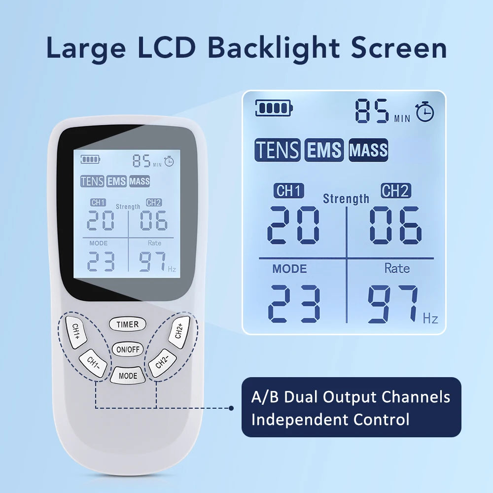 Dual Channel TENS & EMS Muscle Stimulator - Digital Therapy Massager - 1