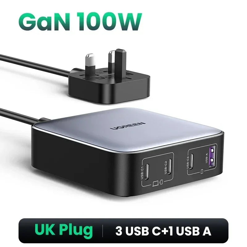 UGREEN 65W GaN Fast Charger 5-in-1 USB-C Desktop Power Adapter