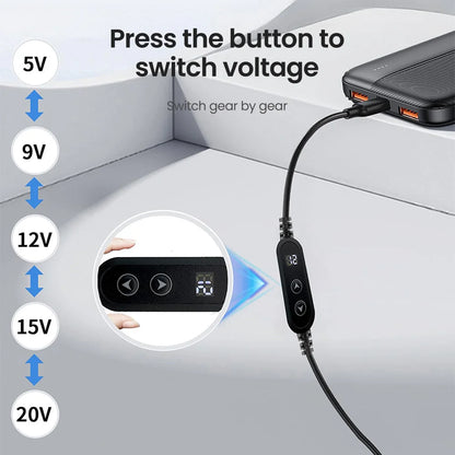 USB-C to DC Fast Charging Power Boost Cable - 5V/9V/12V/15V/20V Adapter