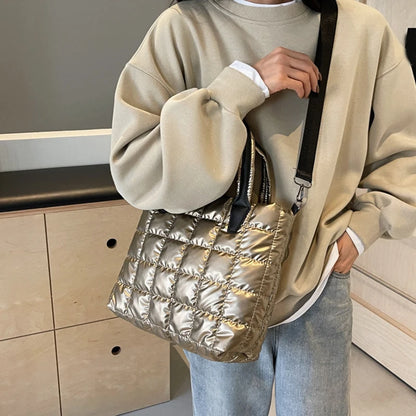 Luxury Quilted Puffy Tote Bag