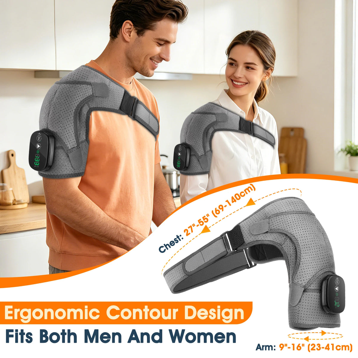 Cordless Shoulder Massager with Heat and Vibration for Pain Relief