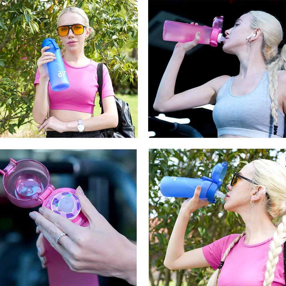 800ml Fruit Scented Water Bottle with Flavor Pod & Straw - Leak Proof - 9