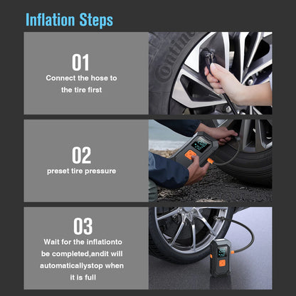4-in-1 Portable Car Jump Starter & Tire Inflator with LED Light