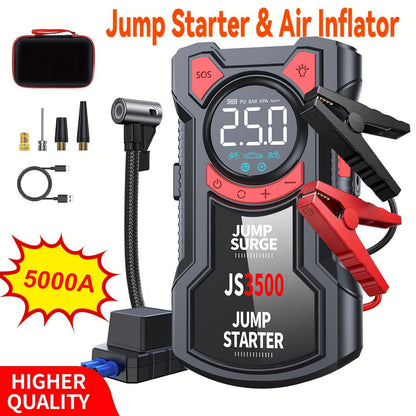 4-in-1 Portable Car Jump Starter with Tire Inflator & Power Bank