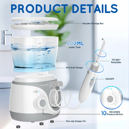 Professional Electric Oral Irrigator Water Flosser with 8 Nozzle Heads