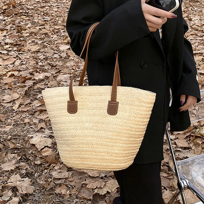 Luxury Bohemian Knitted Straw Tote